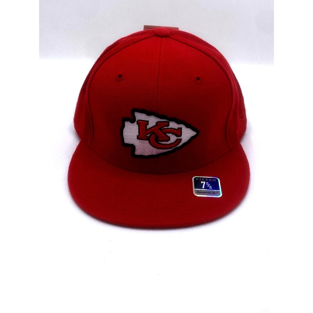 KC Chiefs Hat Reebok NFL Fitted 7 5/8 Red Vintage NWT Deadstock Sideline Cap